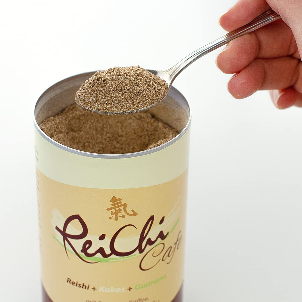 ReiChi Cafe I 400 g, 80 tazze I piacere del caffè esotico I funghi reishi, ginseng e cocco I caffeina da guaranà e caffè I magnesio + B12 I nervi, meno stanchezza¹ I vegan, senza additivi