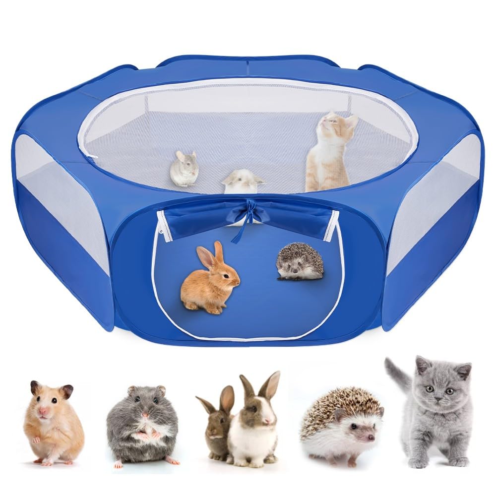 Nasjac Kleintier Laufstall - Wasserdichter und Faltbarer Welpen Freigehege, Atmungsaktives Hofzaun für Hasen Hühner Katzen Welpen Kaninchen Hamster Geeignet für Den Innen und Außenbereich.
