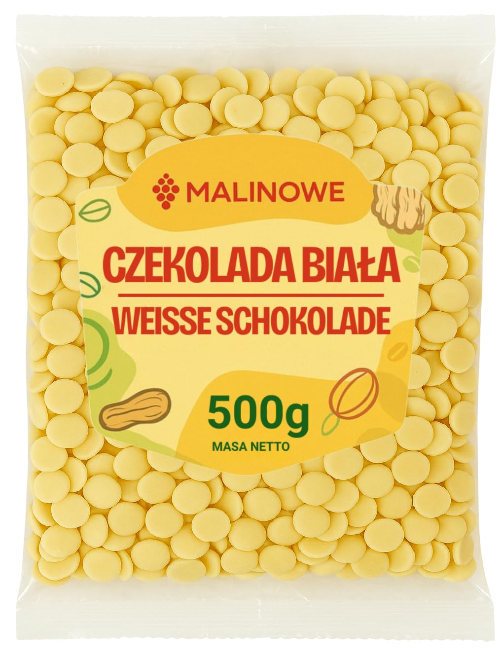 Malinowe CZEKOLADA BIAŁA PASTYLKI 500g Czekolada Deserowa Jakość Premium