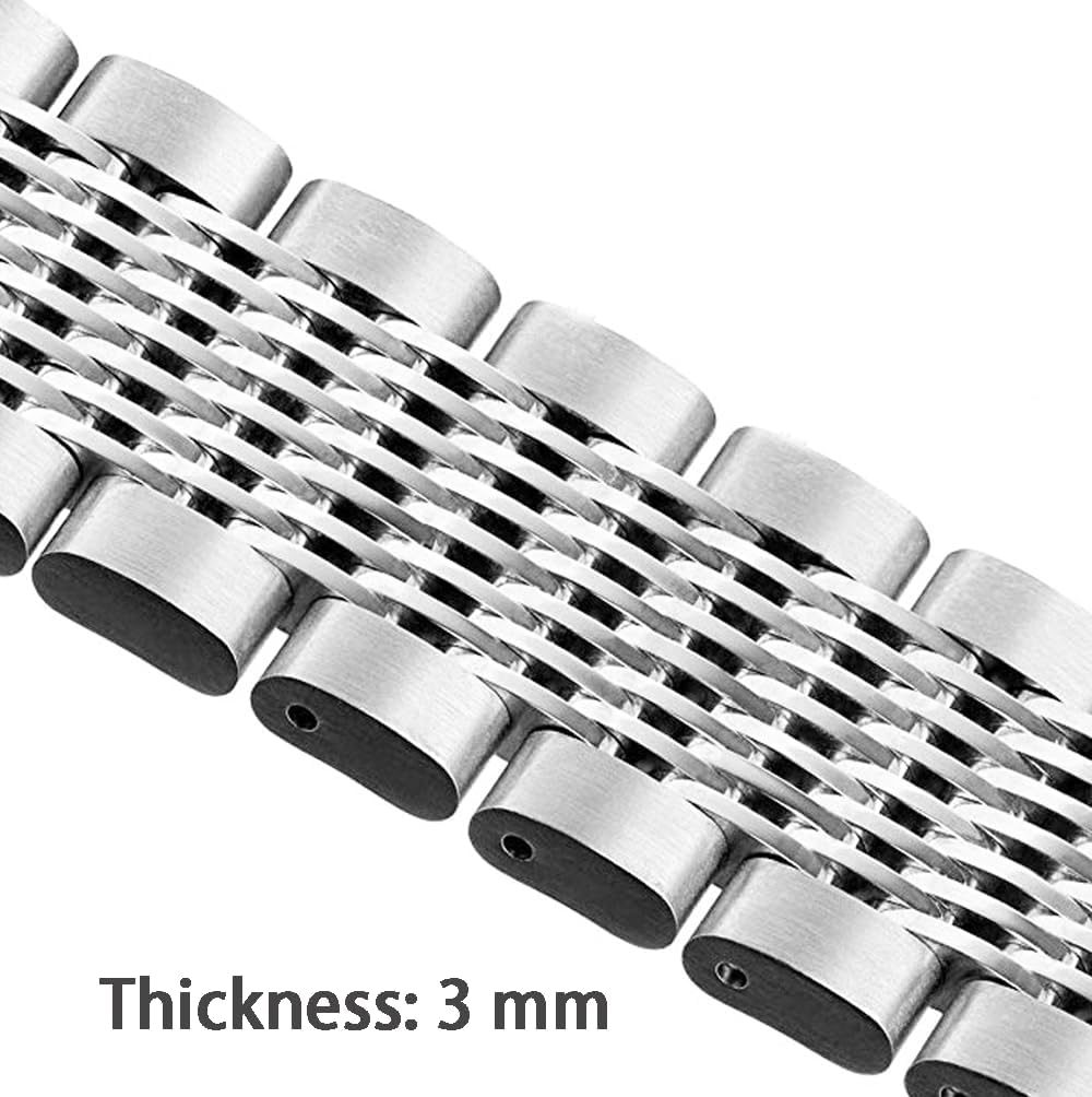 Stainless Steel Watch Band 18mm 20mm 22mm 24mm, Solid Polished Mesh Watch Bands Silver Black Rose Gold Watch Bracelet with Double-Lock Deployment Clasp Watch Strap for Men Women