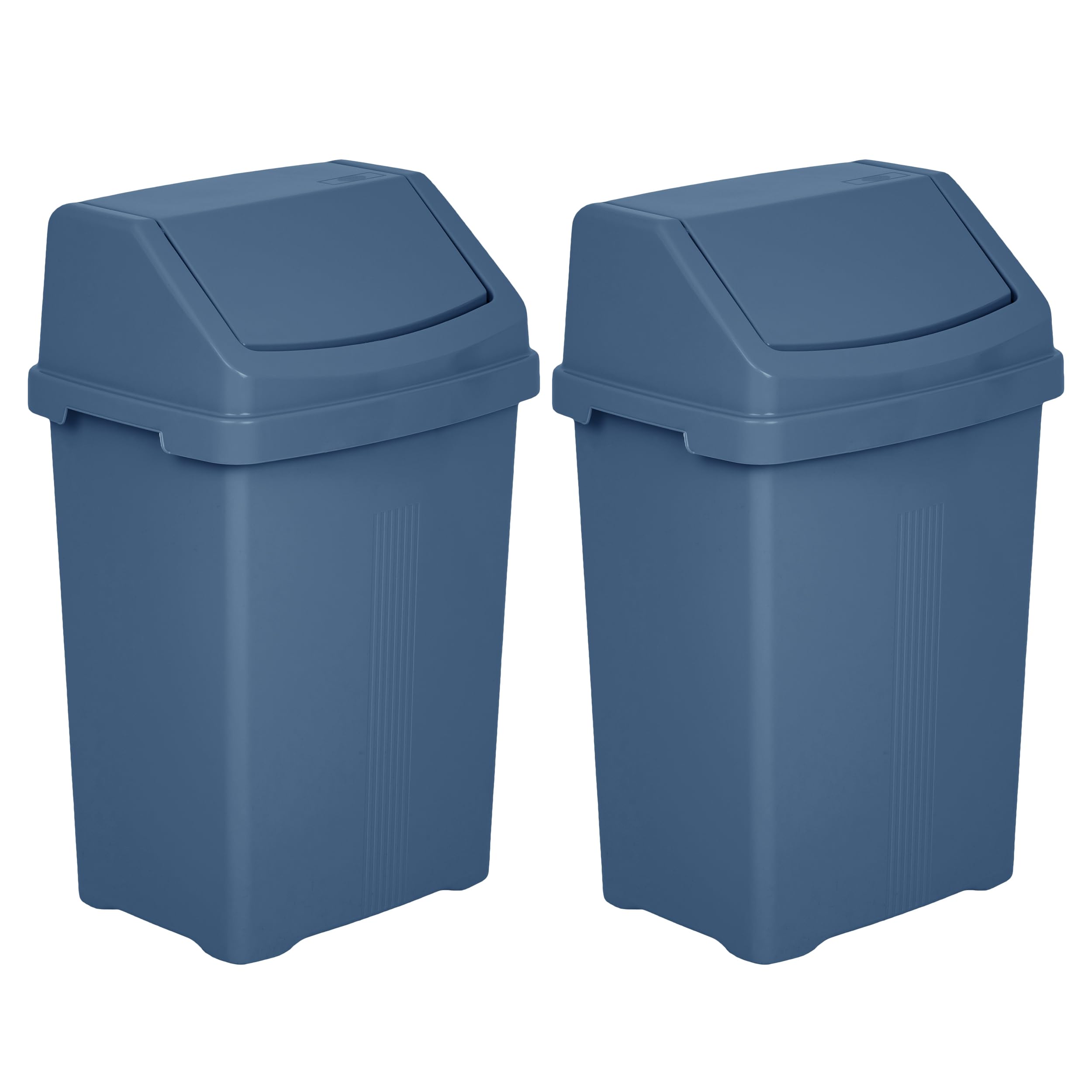 JMS we create smile (𝐒𝐞𝐭 𝐨𝐟 𝟐) Swing Bin Under Kitchen Cabinet Dust Storage Bin Food Grade Plastic Swing Top Waste Rubbish Garden Compost - Made in UK (Navy, Large (50 Litre))