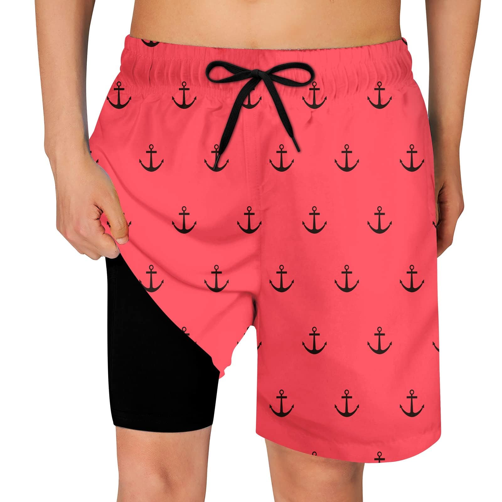Cozople Boys Swim Trunks with Compression Liner Quick Dry Bathing Suit
