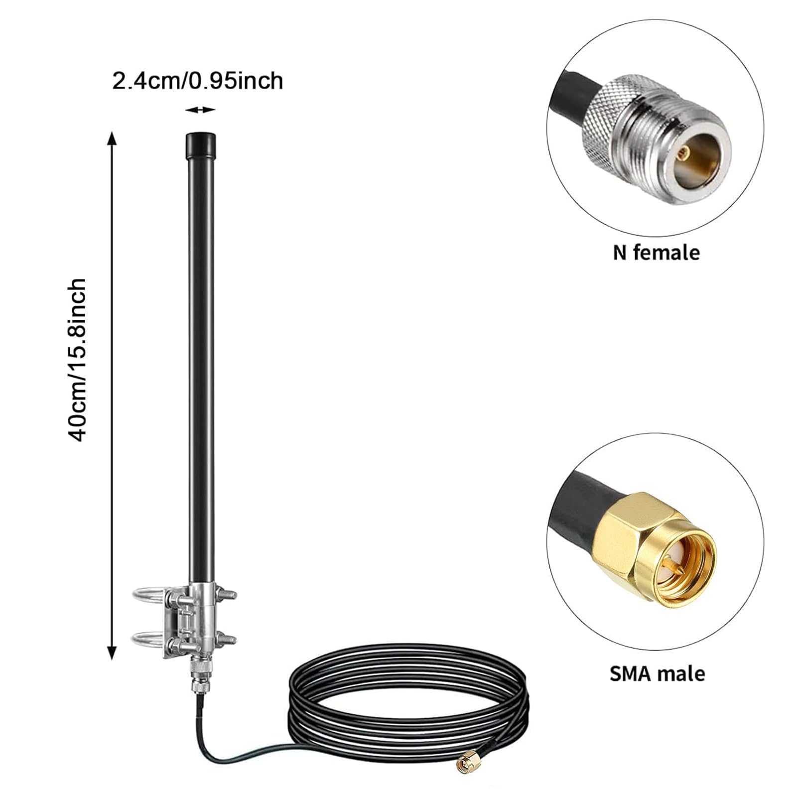 Antenne externe en fibre de verre étanche 10 dBi 4G LTE 5G avec câble de 5 m pour Verizon AT&T T-Mobile Home Internet Gateway Router Modem sans fil, Eifagur