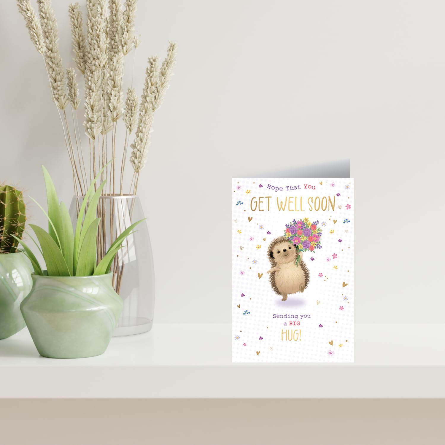 Words 'n' Wishes Biglietto D'Auguri 'Get Well Soon' Con Riccio E Fiori In Rilievo | Finitura Oro, Ecologico, Con Busta - 3