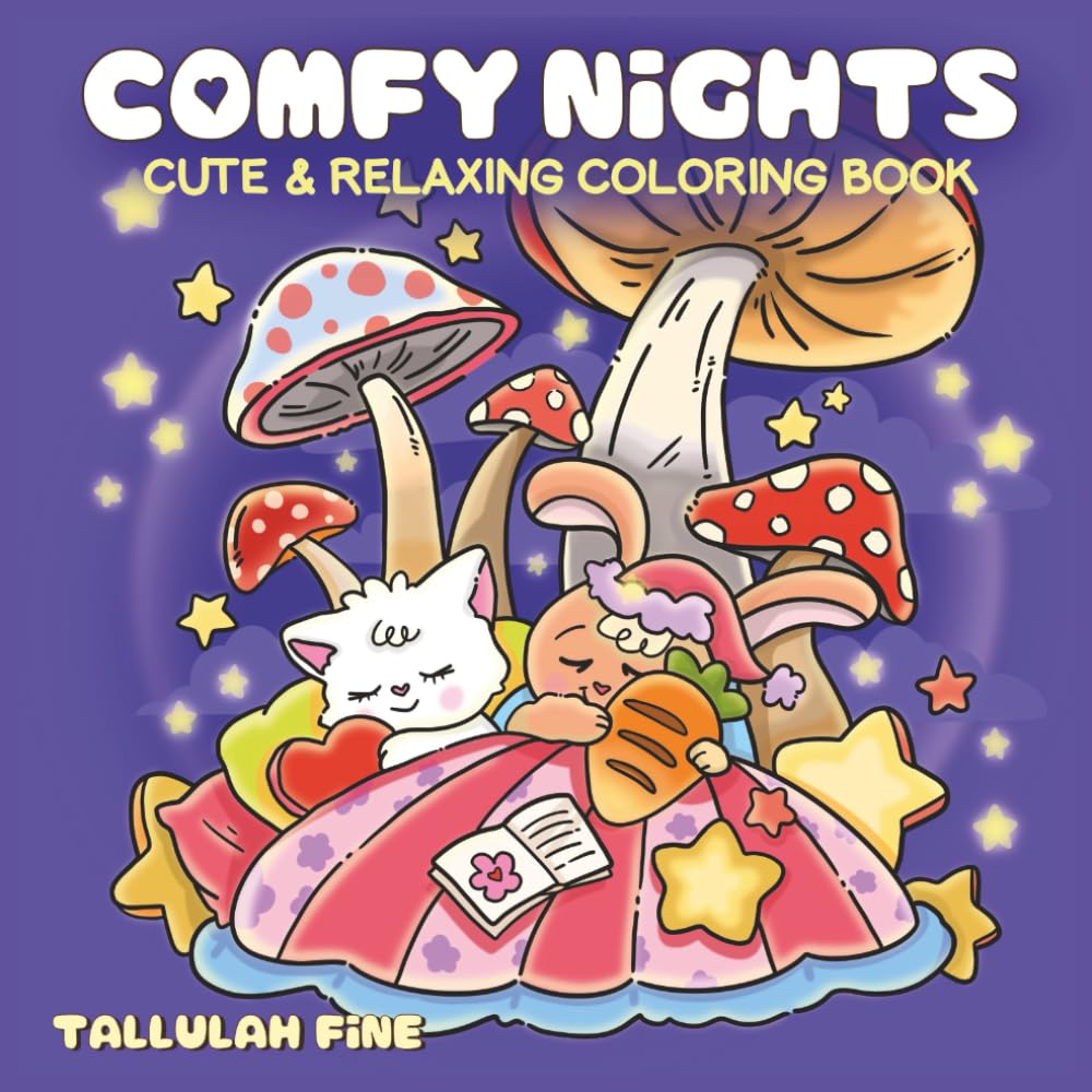 Comfy Nights: Cute & Relaxing Coloring Book for Adults and Teens, Cozy & Hygge Nightly Activities for Relaxation