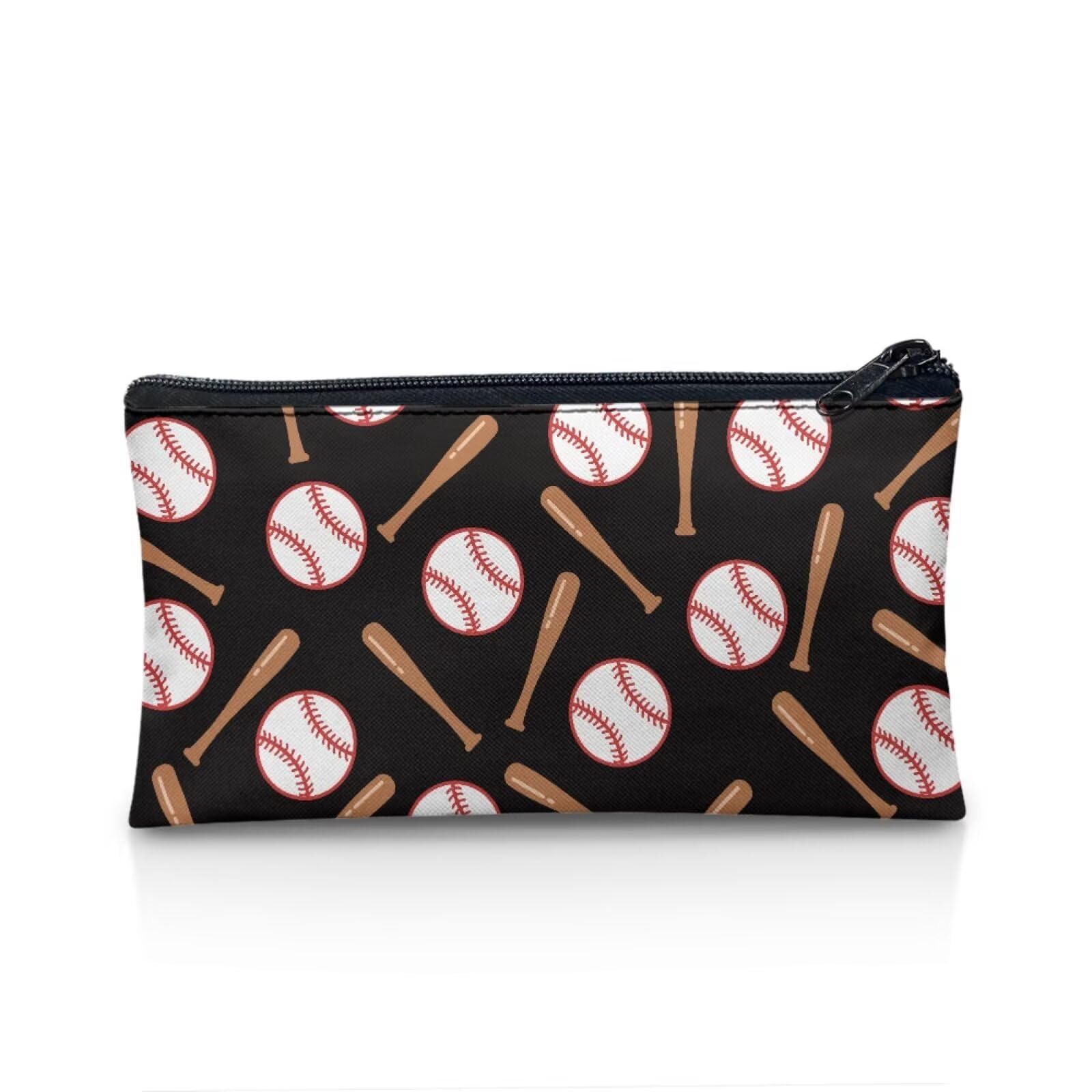 Wnbucioht Kids Pencil Case for Boys,Baseball Print Pencil Box for School Kids Teens Stationery Storage Desk Pen Bag Baseball Print Big Capacity Pencil Holder Portable Pen Case Zipper Wallet — image 1
