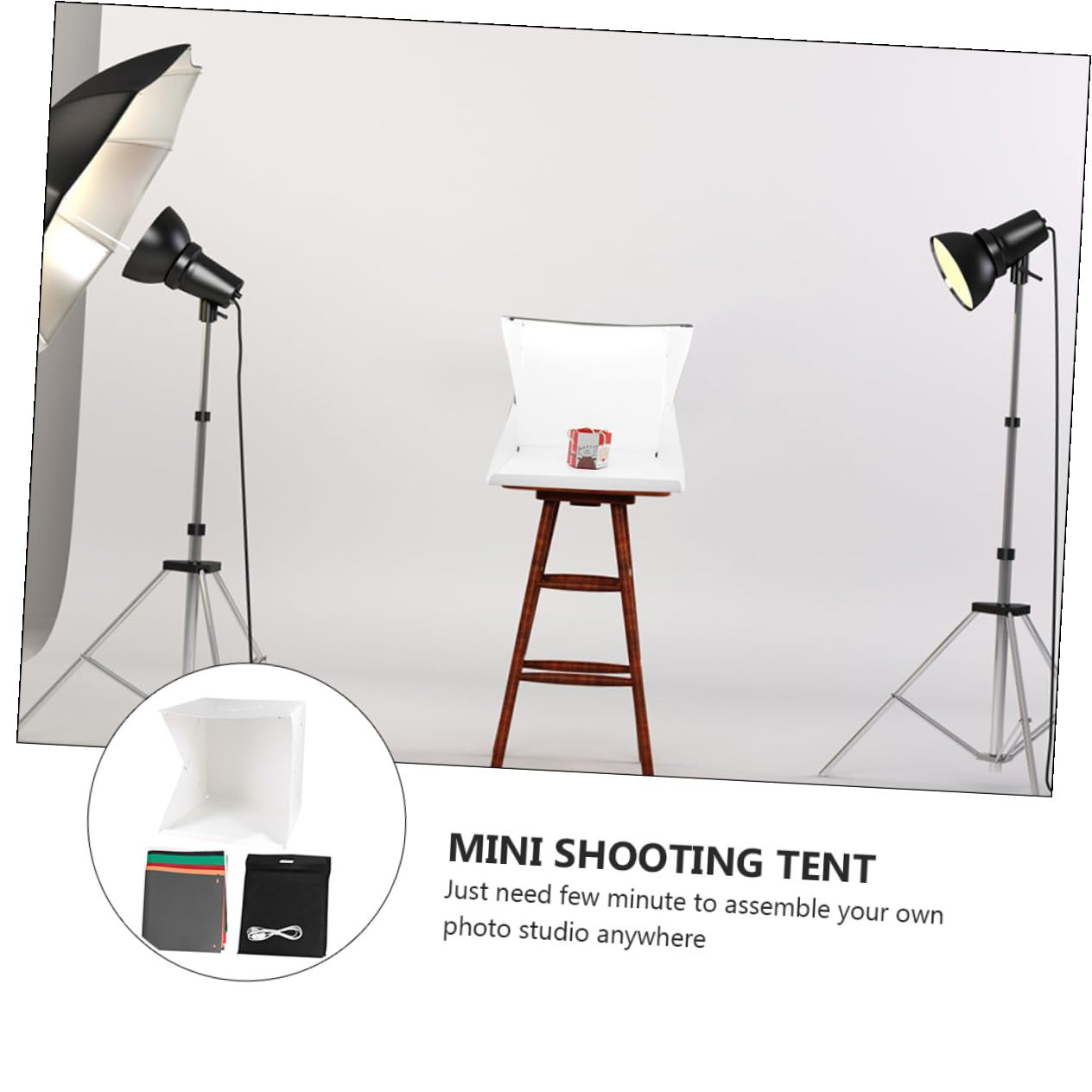 Tente de Photo Portable 40cm Lumière LED Intégrée, Fond Blanc en PVC et Polyester, Mini Boîte Photo pour Gadgets et Chaussures