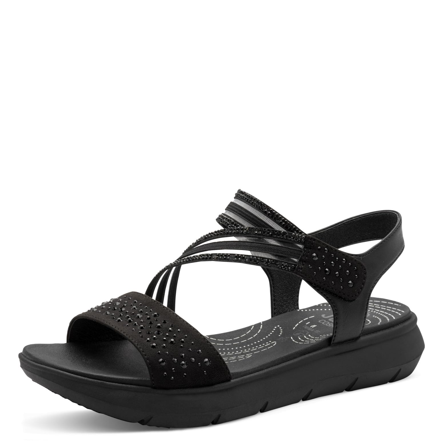 Jana Women's Coshy Sandal Flat 8-28771-46, Black, 7.5 UK