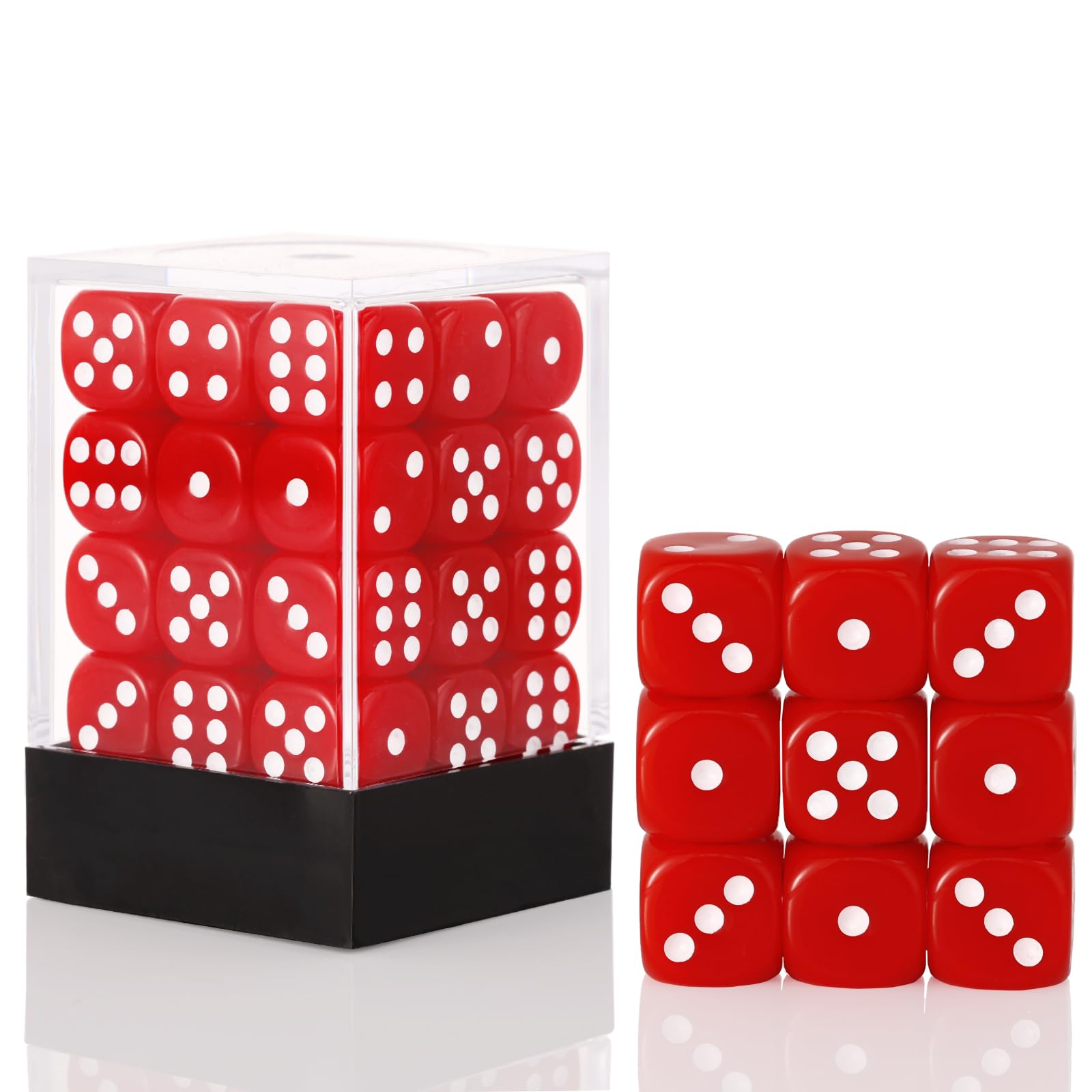 Juego de dados de 36 piezas de 0.472 pulgadas, 6 caras, juego de dados D6, juego estándar de 6 caras para juegos de mesa, juegos de dados para enseñanza en el aula, con caja de juegos portátil (rojo)