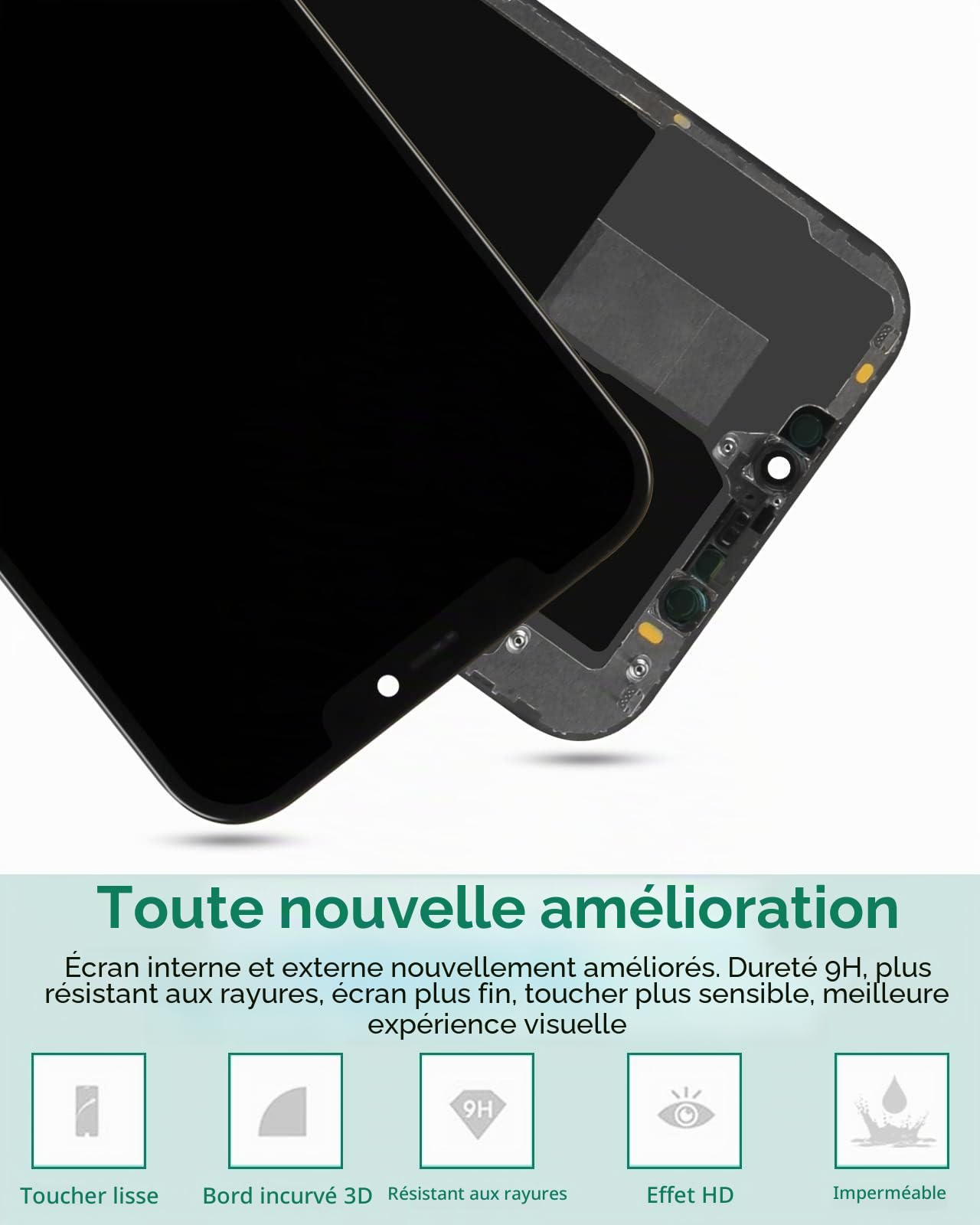pour Iphone 12 Pro Max LCD pour Iphone 12 Pro Max Écran De Remplacement De L'écran pour 12 Pro Max A2411 Kit De Pièces De Réparation D'assemblage De Numériseur D'écran Tactile 12 Pro Max (Noir)