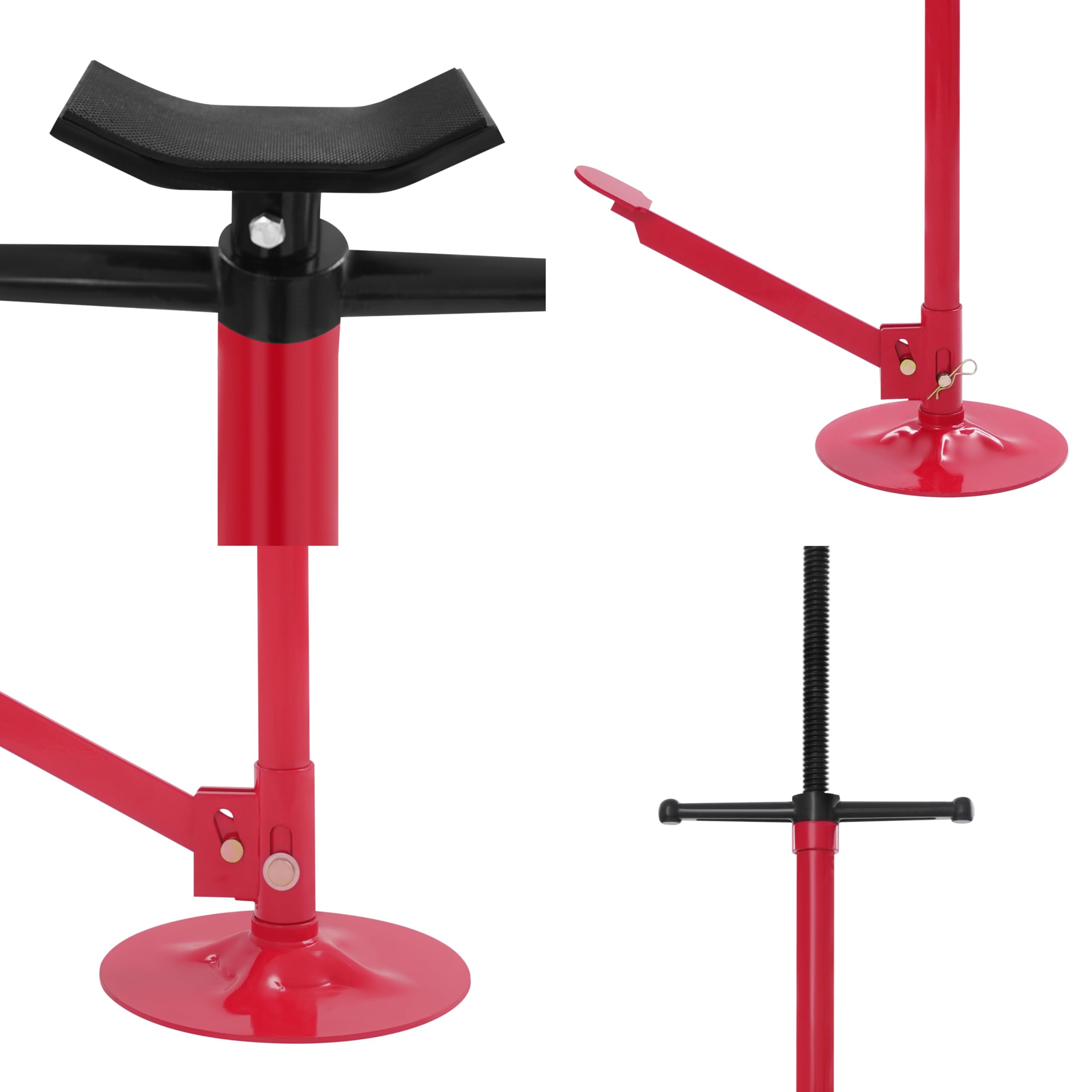 Chandelle d'essieu en acier avec pédale - Réglable en hauteur de 133,5 à 200 cm - Charge maximale : 750 kg