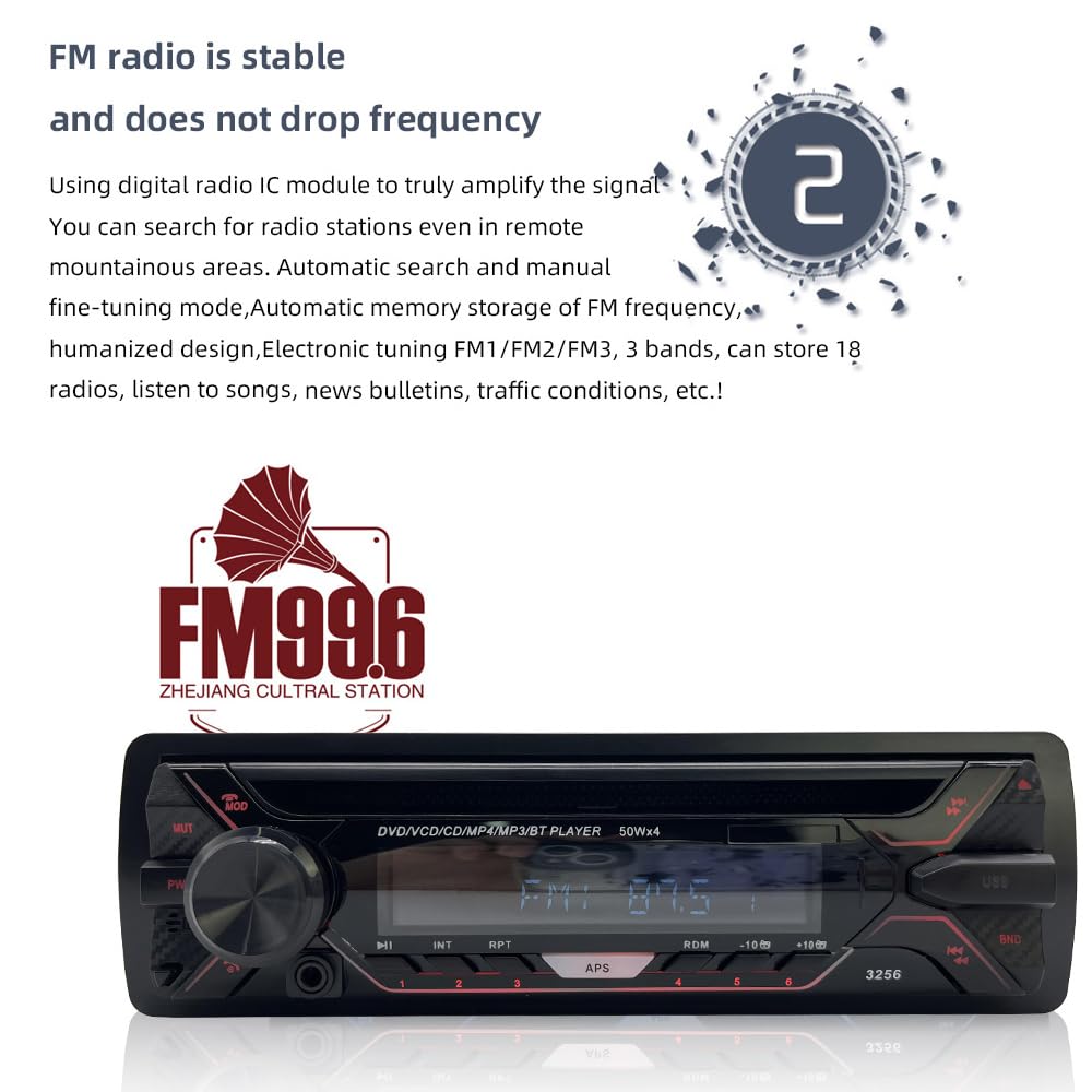 Autoradio Panneau détachable stéréo 1 DIN 12V Radio FM MP3 MP3 Bluetooth CD VCD Récepteur multimédia pour Voiture USB USB