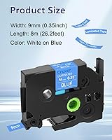 Vista 2 de Cruxer Paquete de 4 cintas de repuesto para P-Touch TZe-525 AZe-525 azul, blanco sobre azul, 0.35 pulgadas, 0.354 in x 26.2 ft, compatible