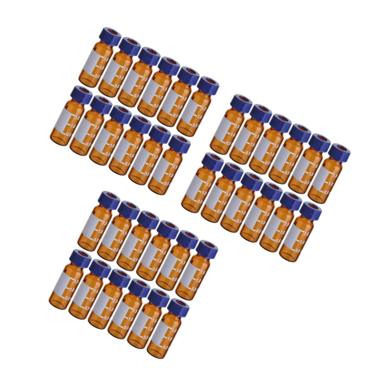 TOPBATHY 3 Sätze Phiole Probenfläschchen Kleine Flaschen Chromatographie Probenflasche Bernstein Vorratsflaschen Probenglasflaschen Braune Flaschen Mit Schraubverschluss 100 Stücke * 3