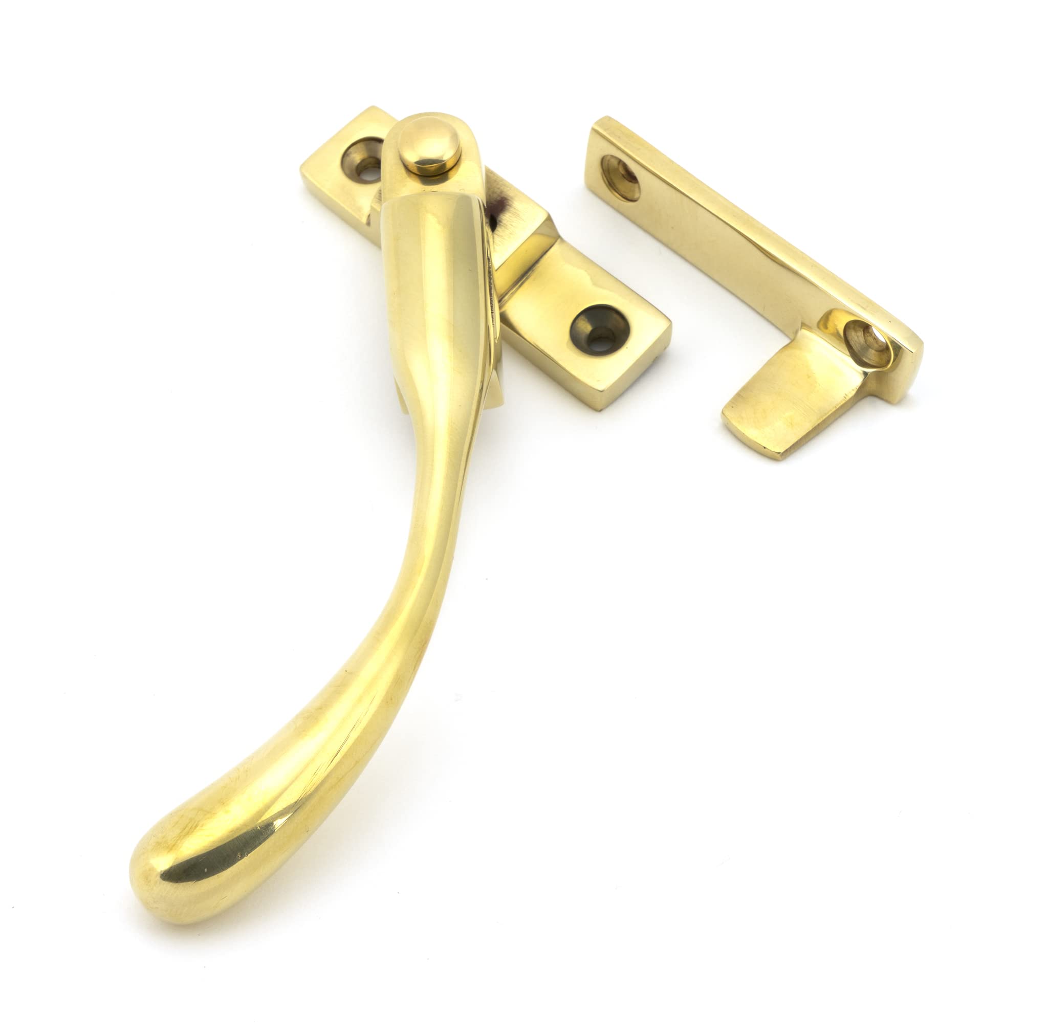 From The Anvil Polished Brass Night-Vent Locking Peardrop Fastener - Lh