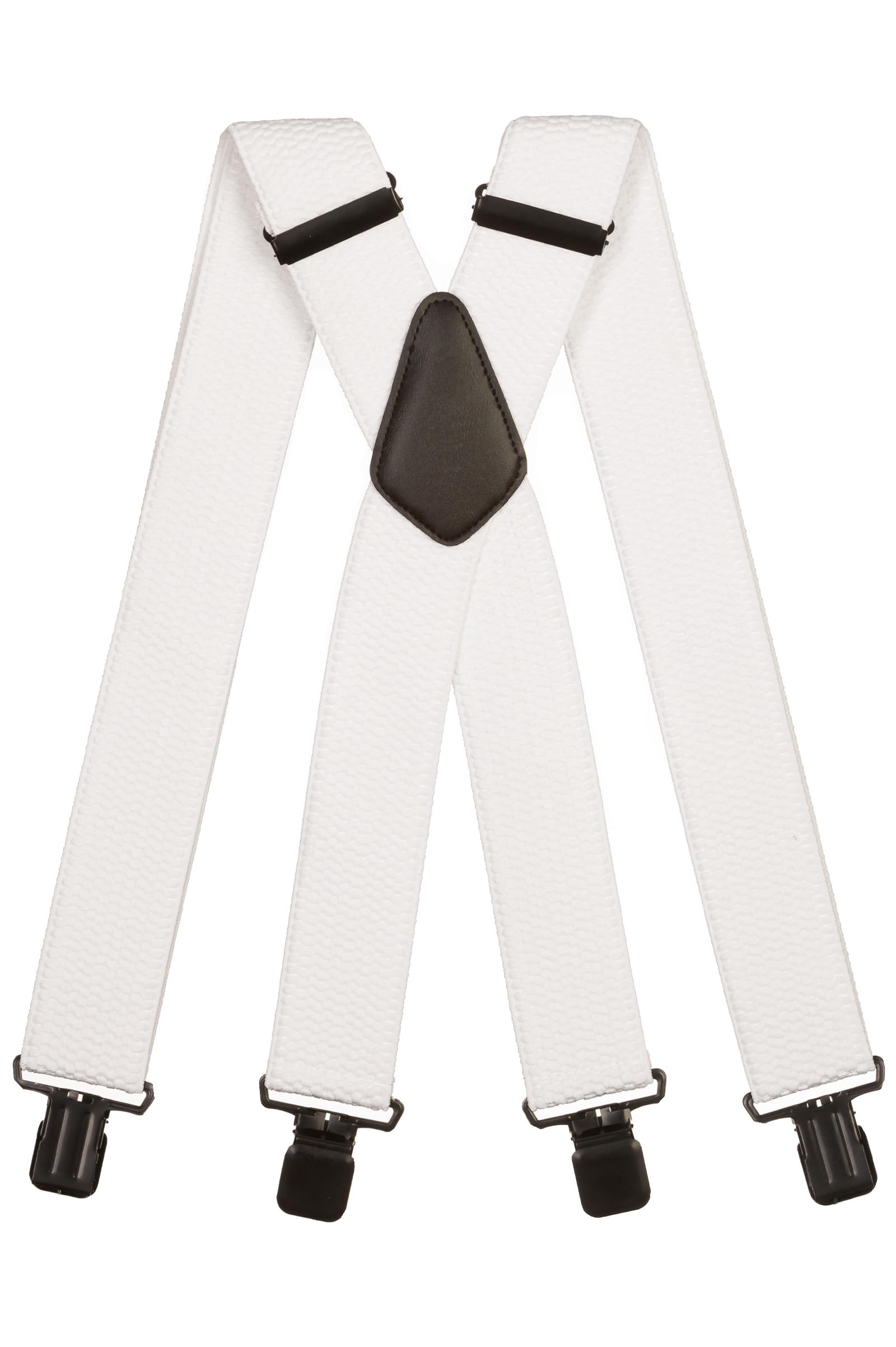 Olata Men's Extra Wide X-Shape Braces/Suspenders - 5cm. White (Black Clips)