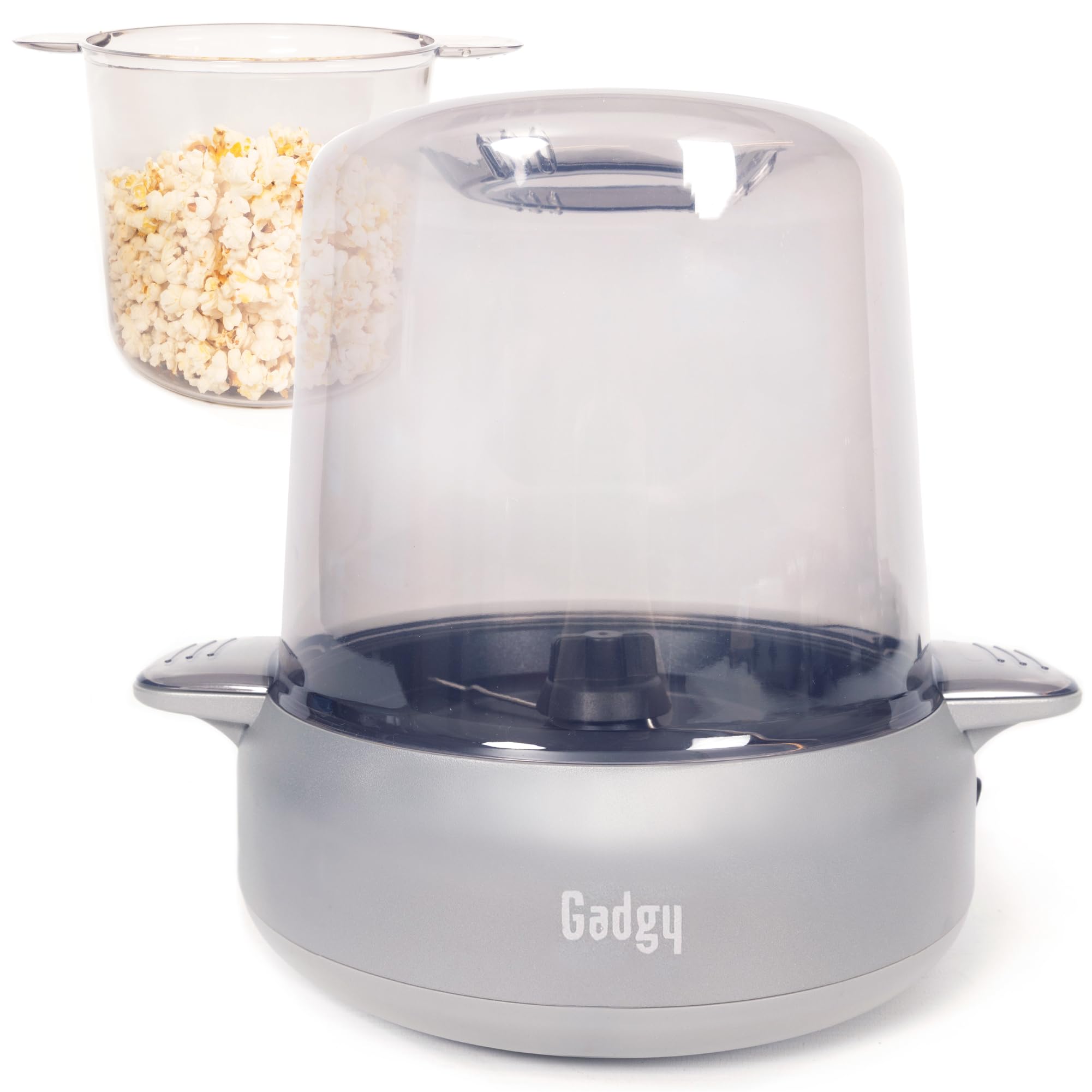 Gadgy Popcorn Maschine Premium - Popcorn Maker Heißluft 4,5 L - Popcornmaschine mit Antihaftbeschichtung & rotierenden Stäben - Popcornmaschine groß 500W matt Silber