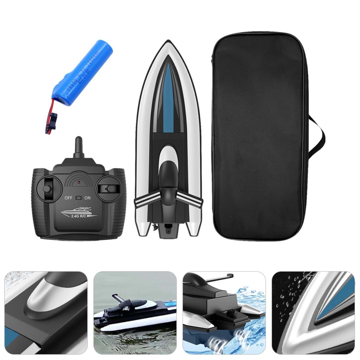 Sosoport Nave Giocattolo Galleggiante Telecomandata Elettrica Doppia Propulsione, lungo Autonomia 1200 Mah, per Piscina e Lago, Materiale Plastica e Acciaio Inox