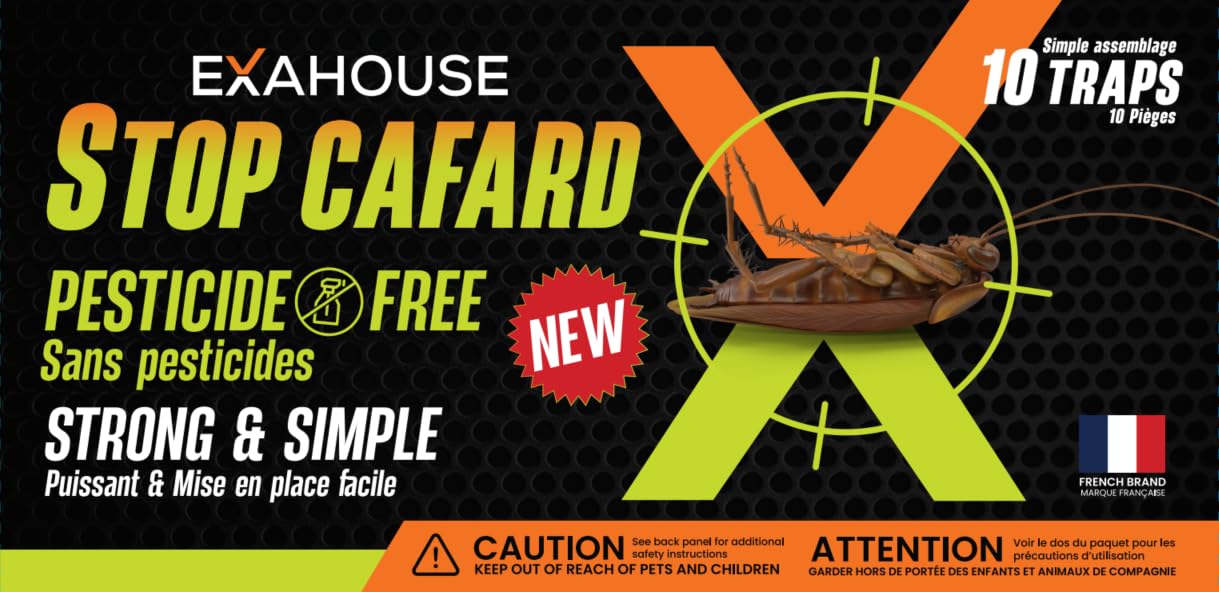 ExaHouse 10 Pièges Anti Cafards Puissant Gel et Poudre Appât, Traitement Anti Cafards sans Insecticide
