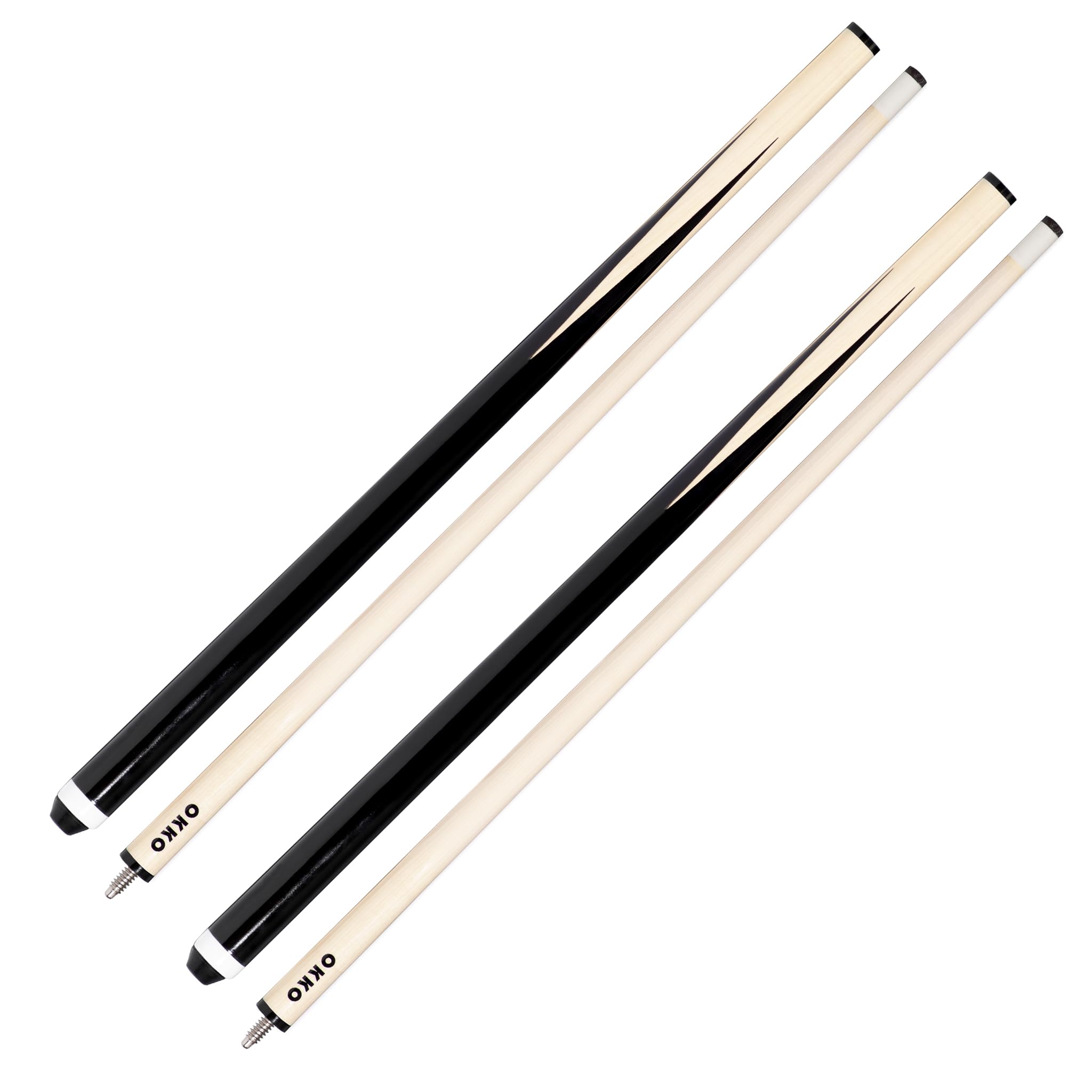 OKKO Pool Billiard House Bar Cue Sticks 57”, Glue-On 13 mm Tip, No Wrap, Pack of 2 (~19-20 oz)