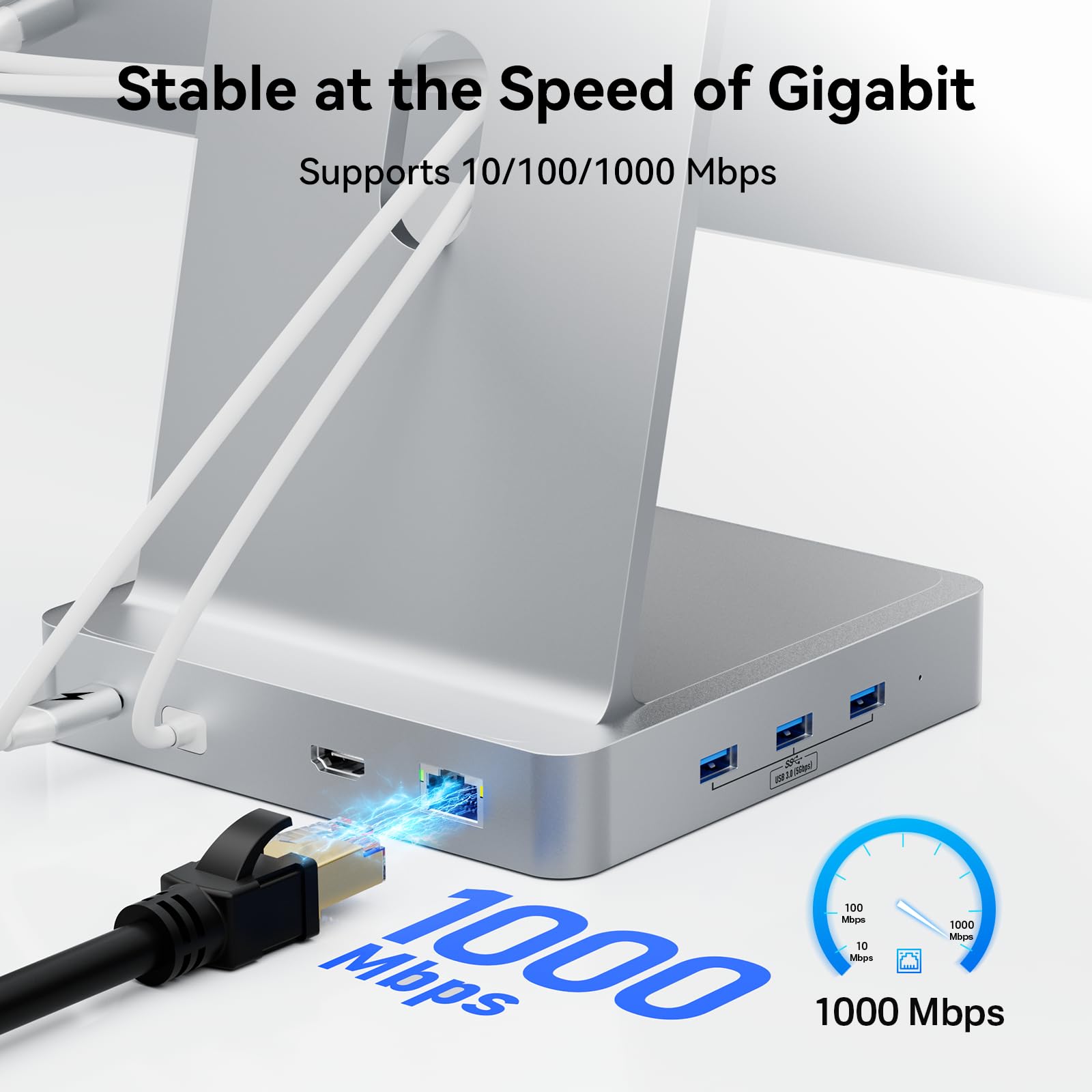 Docking station USB C a 13 porte per iMac 24" 2021/2023, 5 porte USB-A e 2 porte USB-C 3.0 con 5 Gbps, HDMI 4K@60Hz, Ethernet 1Gbps, DC 5V, slot per schede SD/TF, hub USB iMac M1/M3 con alloggiamento