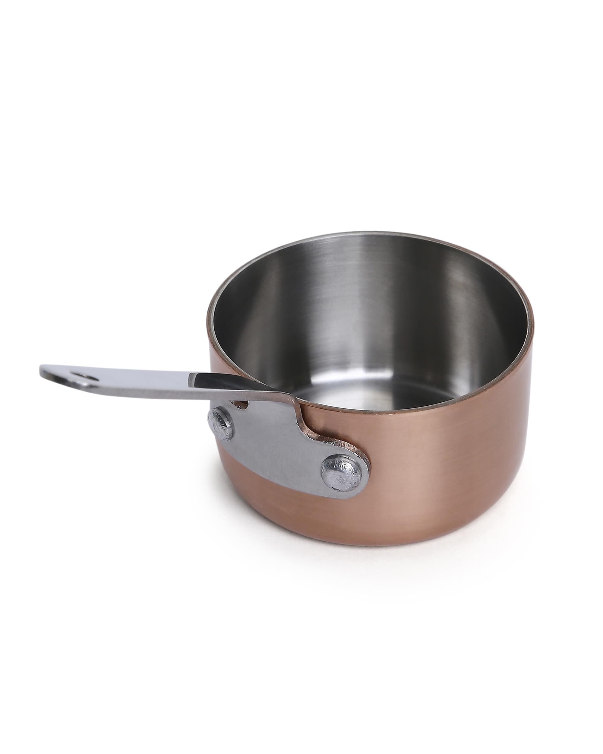 KMW Mini Sauce Pan – 50x30 mm with Copper Plating | Set of 2 | Rust-Resistant, Durable Build | Small Pan for Effortless Cooking & Food Preparation 4
