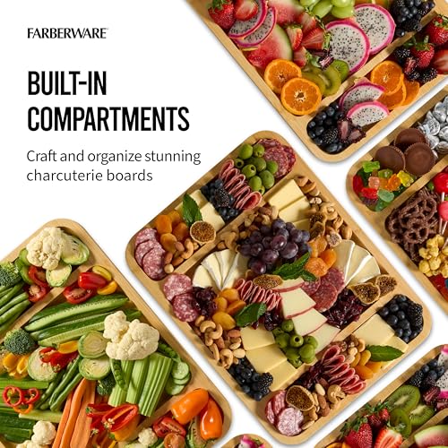 FARBERWARE Build-a-Board Cutting Board with Three Compartments and Clear Locking Lid for Charcuterie, Snacks, and More, Acacia - Image 7