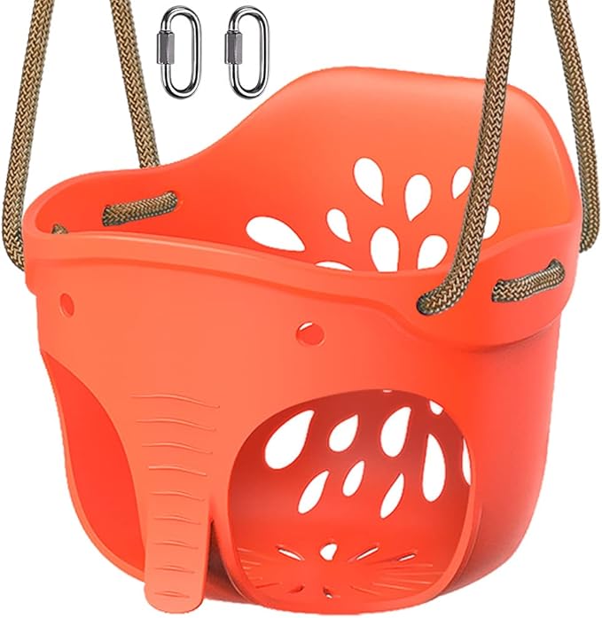 SELEWARE Cute Toddler Swing Seat, High Back Full Bucket