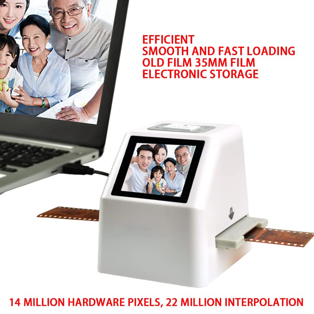Scanner per pellicole e Diapositive ad Alta risoluzione con Schermo LCD da 3,5", Schermo LCD all-in-1 da 22 MP, 1080P, convertitore di pellicole digitali, converte pellicole da 35 mm, 126, 110, S