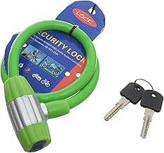 قفل دراجة مضاد للسرقة من الفولاذ المقاوم للصدأ مع كابل بلاستيك ملتف للدراجات والموتوسيكلات والدراجات الجبلية والسكوتر يتضمن مفتاحين من سمارت اوتو، أخضر