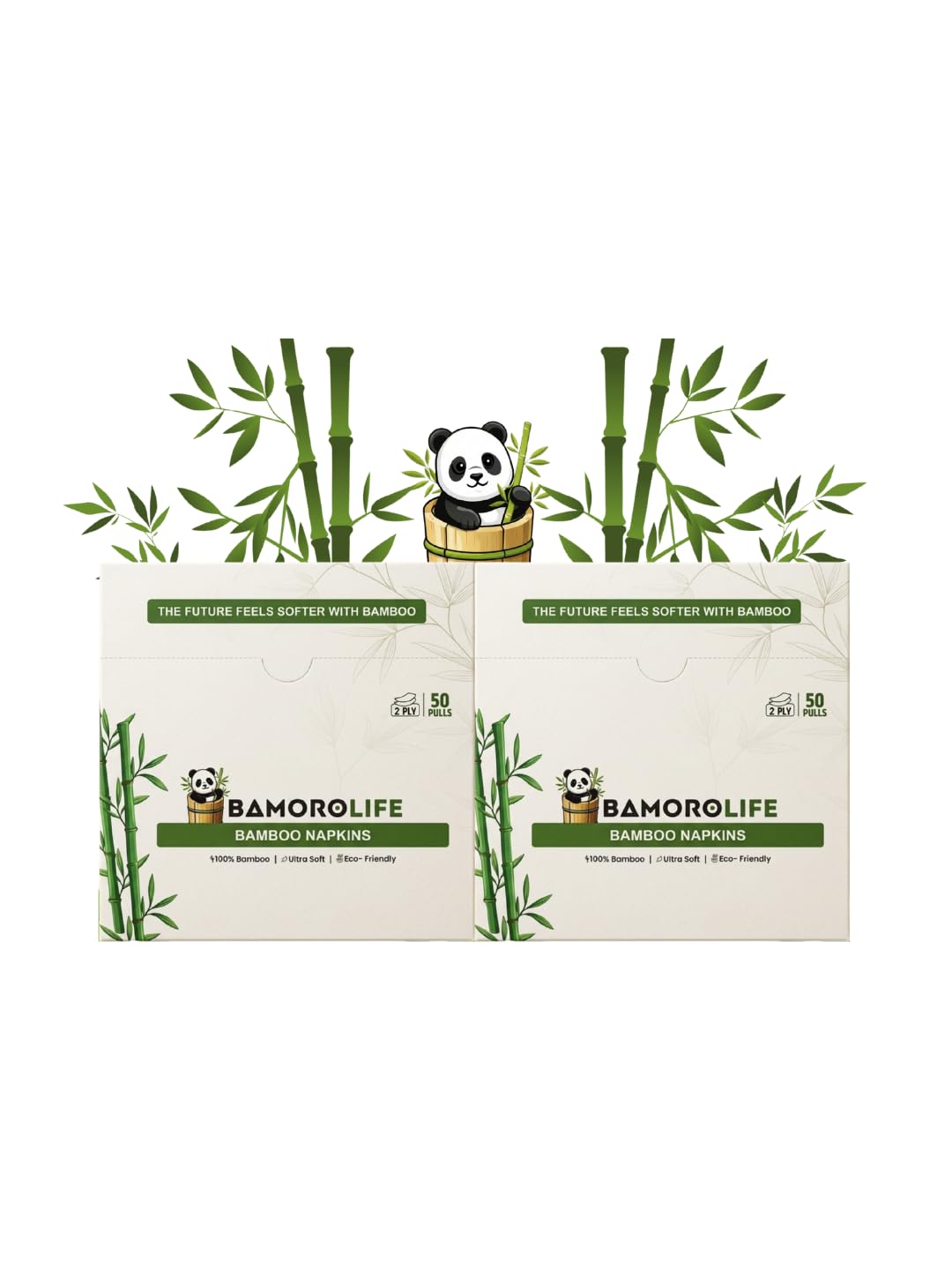 Premium Bamboo Tissue Paper Napkins | Hard Boxes | 100 Pulls | 100% Biodegradable & Eco-Friendly | 2 Ply Soft & Absorbent Disposable Napkins for Home, Office & Car-image-33