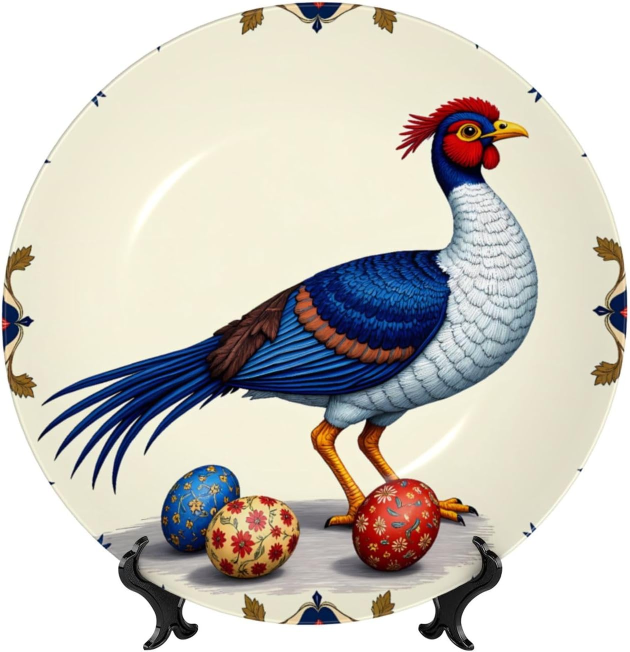 Easter Classic Style Ceramic Plate Display Decorative Plate With Stand Wall Hanging Plate For Home Decor 10 Inch