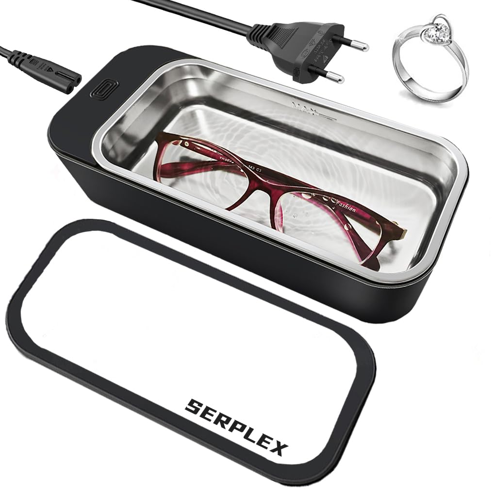 Serplex® Ultrasonic Mini Jewelry Cleaner with 42 kHz Stainless Steel Chamber, Portable Professional Ultrasonic Cleaner for Cleaning Dentures, Jewelry, Aligner, Eyeglasses, Watches, Ring, Black(450ml) (B0B2HTSL4N) Amazon Price History, Amazon Price Tracker