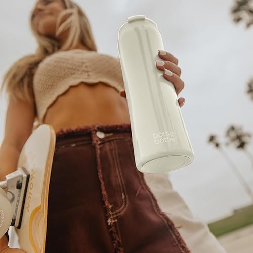 Miniatura 8 de BOTTLE BOTTLE Botella de agua aislada para café con tapa de doble uso y pajita, taza de café de viaje de doble pared para mujer y hombre, vaso de