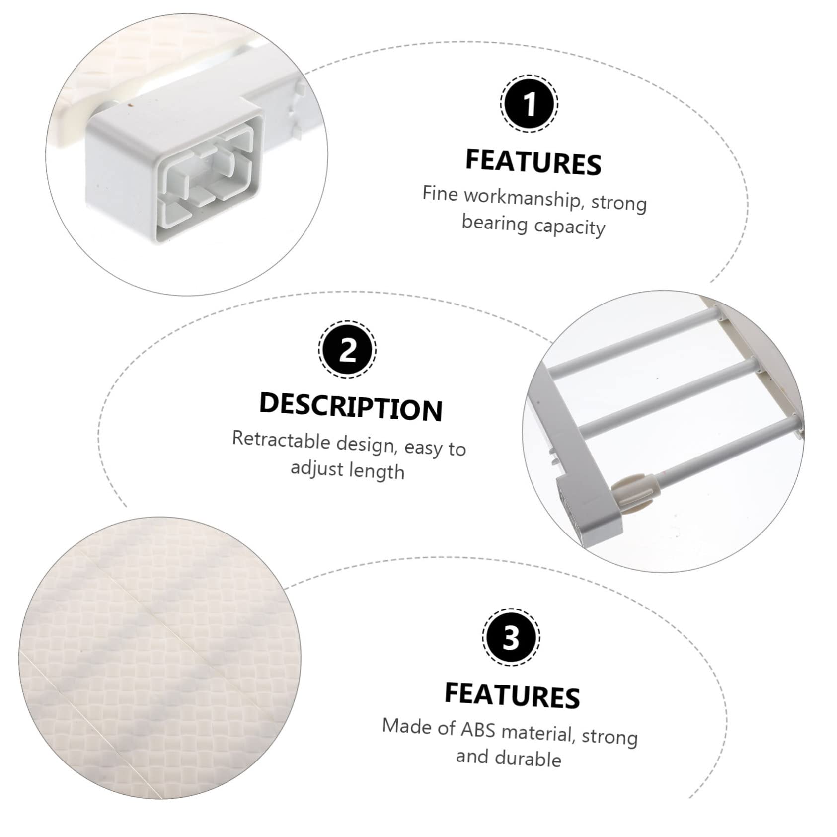 SOESFOUFU Wear-Resistant Closet Rack Abs Material Retractable Closet Shelf Organizer Easy to Install Household Organizer for Wardrobe Kitchen Bathroom