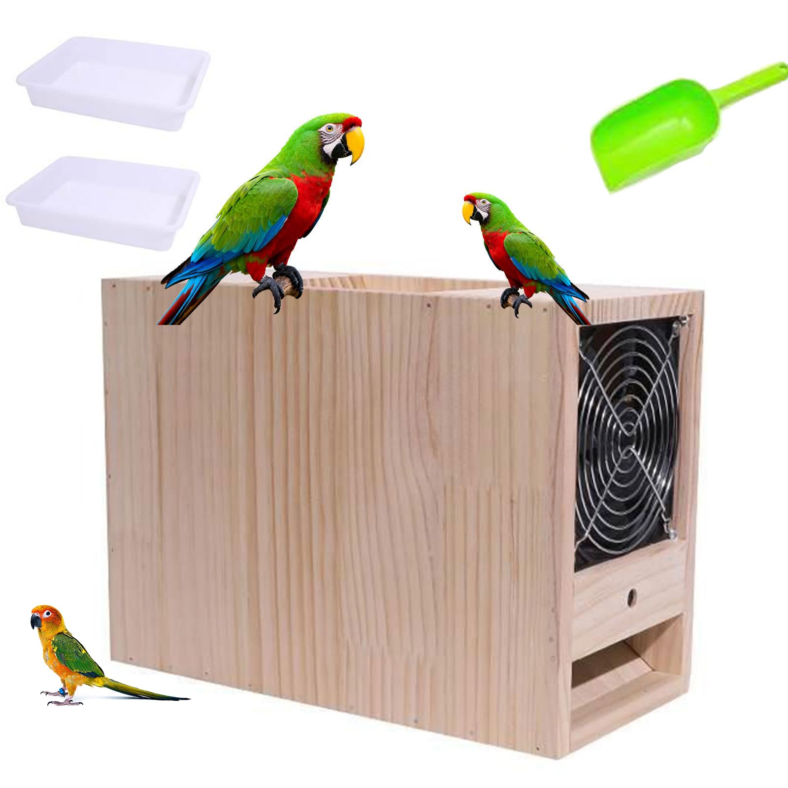 Vanneur électrique de graines d'oiseaux avec 2 plateaux en bois de récupération