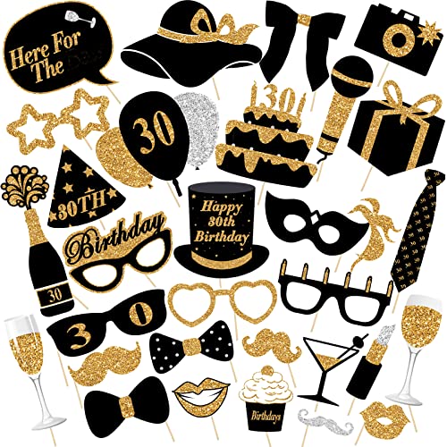 30.Geburtstag Deko,31Stück 30. Geburtstag Fotobox Accessoires,30 Geburtstag Foto Requisiten,Party Deko 30. Geburtstag,30. Geburtstag Deko fur Mädchen und Junge,30 Birthday Decorations Cover