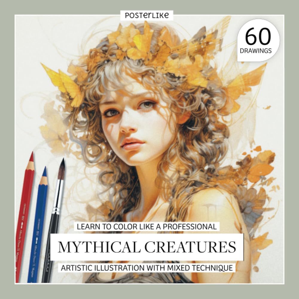 Learn to color like a professional Mythical Creatures. Artistic illustration with mixed technique: Combining Techniques for Epic Portraits