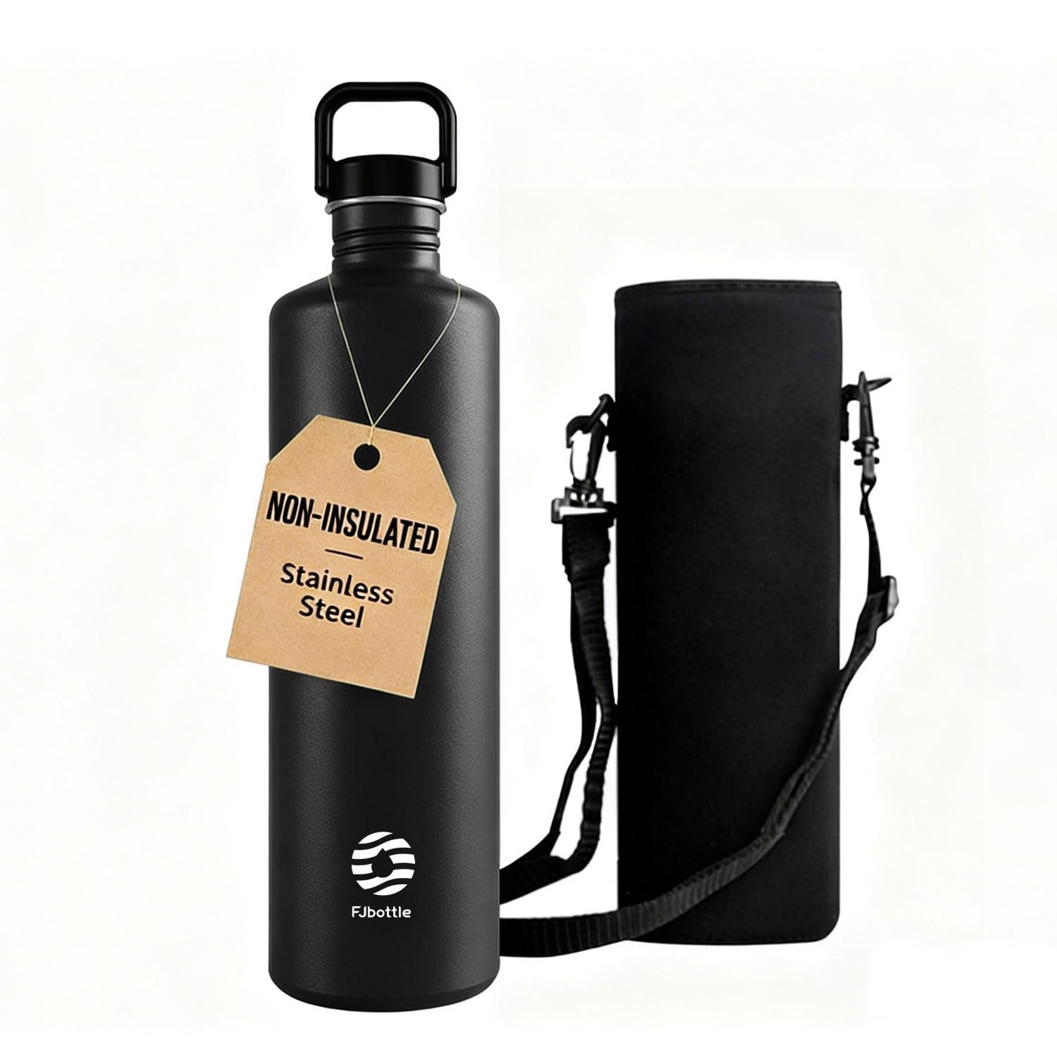 Healter 2 litre Water Bottle Stainless Steel | Single Wall Uninsulated Canteen | Eco Reusable Bottle | Plastic Free and Leakproof Metal Water Bottle for Camping and Outdoor Sports(Black)