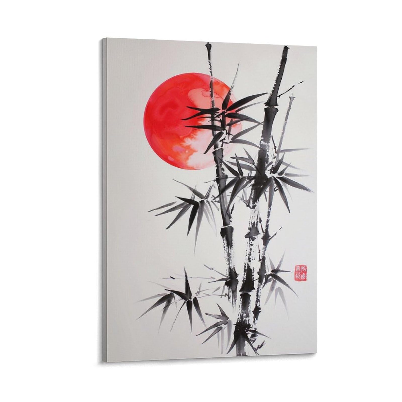 Amazon.co.jp: 墨の舞 赤き太陽が照らす竹林 絵画 アート パネル 日本