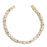 BaubleBar Kayden Gold-Plated Brass Tennis Bracelet for Women - Trendy, Chic, & Hypoallergenic Gold-Plated Tennis Bracelet, Beautiful Cubic Zirconia Stones in Mixed Shapes