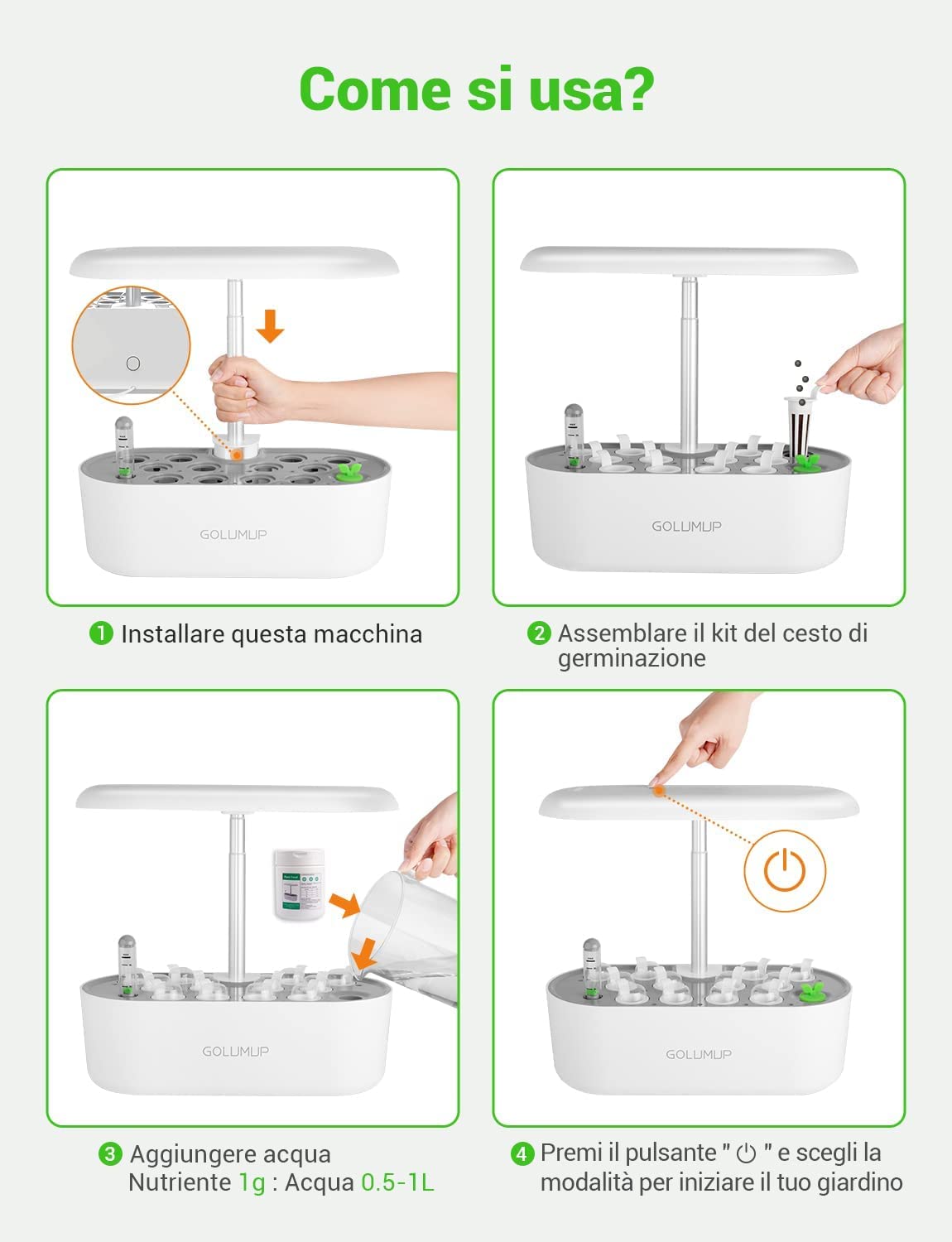 Serra Idroponica 12 baccelli Smart Garden con Luce di Crescita a LED, Kit di Germinazione delle Piante con Timer Automatico, Sistema di Giardino Interno Intelligente, Regali di Giardinaggio