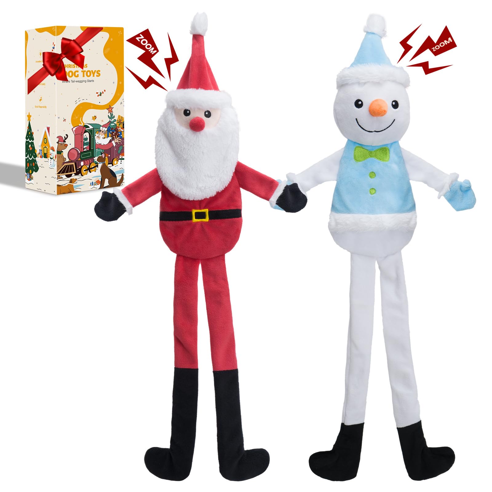HGB Juguetes chirriantes para perros de Navidad, juguetes arrugados para perros grandes, medianos y pequeños, juguetes interactivos para mantenerlos ocupados, juguetes de peluche para enriquecimiento