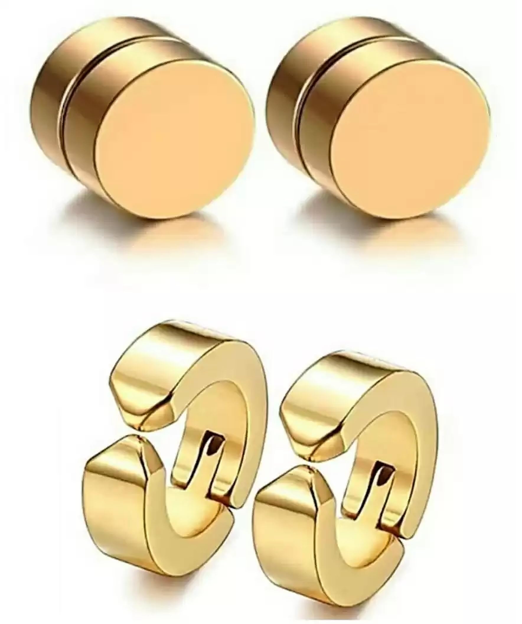 Mens and Women Jewellery Styled Non Pierced Earring Golden Silver Black Blue Combo Stylish Non Pierced Earrings-image-33