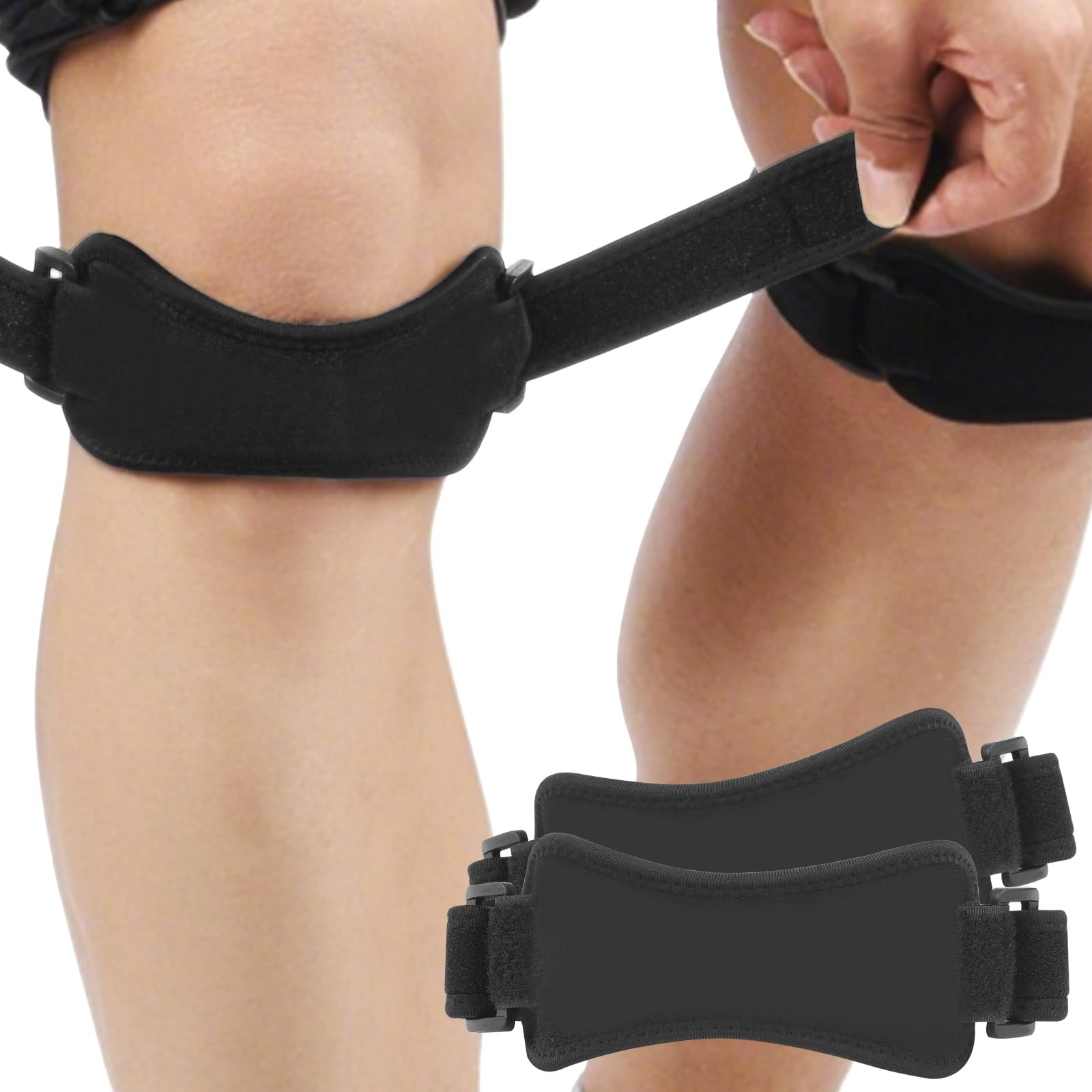 2 Sangles Rotuliennes GWAWG – Compression Pour Tendon Rotulien, Réglables, Avec Sac De Rangement, Pour Sport Et Running