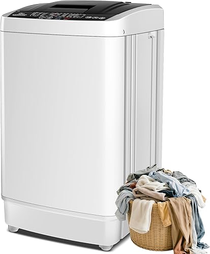 Nictemaw Lavadora portátil de 2.4 pies cúbicos, capacidad de 17.8 libras, lavadora automática completa con 10 programas de lavado, pantalla LED y