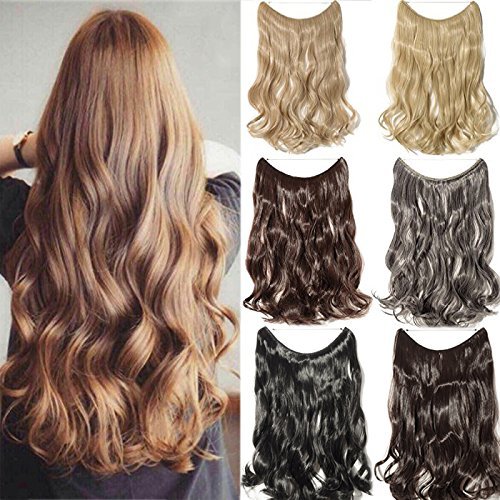 RemeeHi Human Hair Curly Hidden Micro Invisible Wire Hair Pieces For Women 80g 15 Inch 25cm 2# Dark Brown
