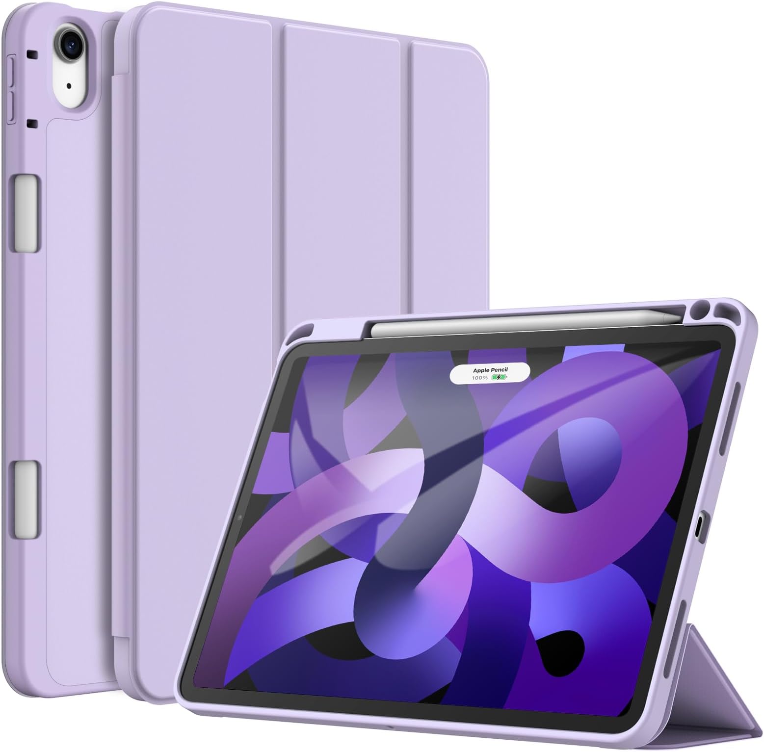 JETech Roterende Case voor iPad Air 11-Inch M4/M3/M2 (2026/2025/2024), iPad Air 5/4 (2022/2020 5e/4e 10,9-Inch) met Potloodhouder, 360 Graden Rotatie PU Lederen Beschermend Hoes Cover (Zwart