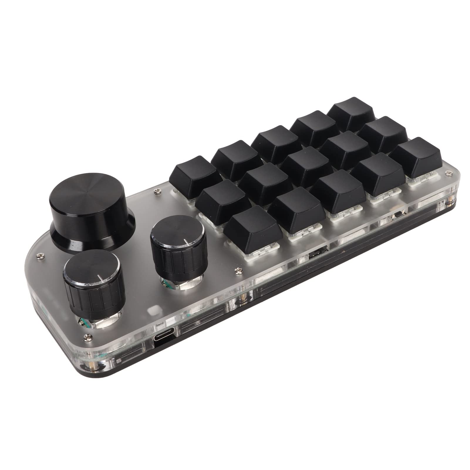 Alomejor Mini Tastiera USB Meccanica Wireless a 15 Tasti con Manopole per Musica da Gioco e Ufficio in Acrilico Bianco