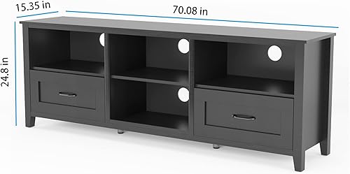 Miniatura 2 de IANIYA Soporte de TV de 70.08 pulgadas con amplio espacio de almacenamiento y diseño de estructura resistente, perfecto para sala de estar (negro